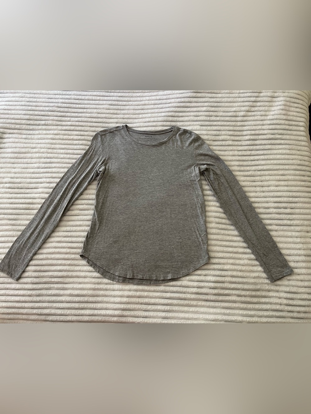 Vince Grey Pima Cotton Long Sleeve Top